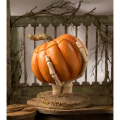 Best The Jolly Christmas Shop Bethany Lowe 12.25" Ut-Oh Gotcha Pumpkin With Skeleton Hand Halloween Decoration TD3143