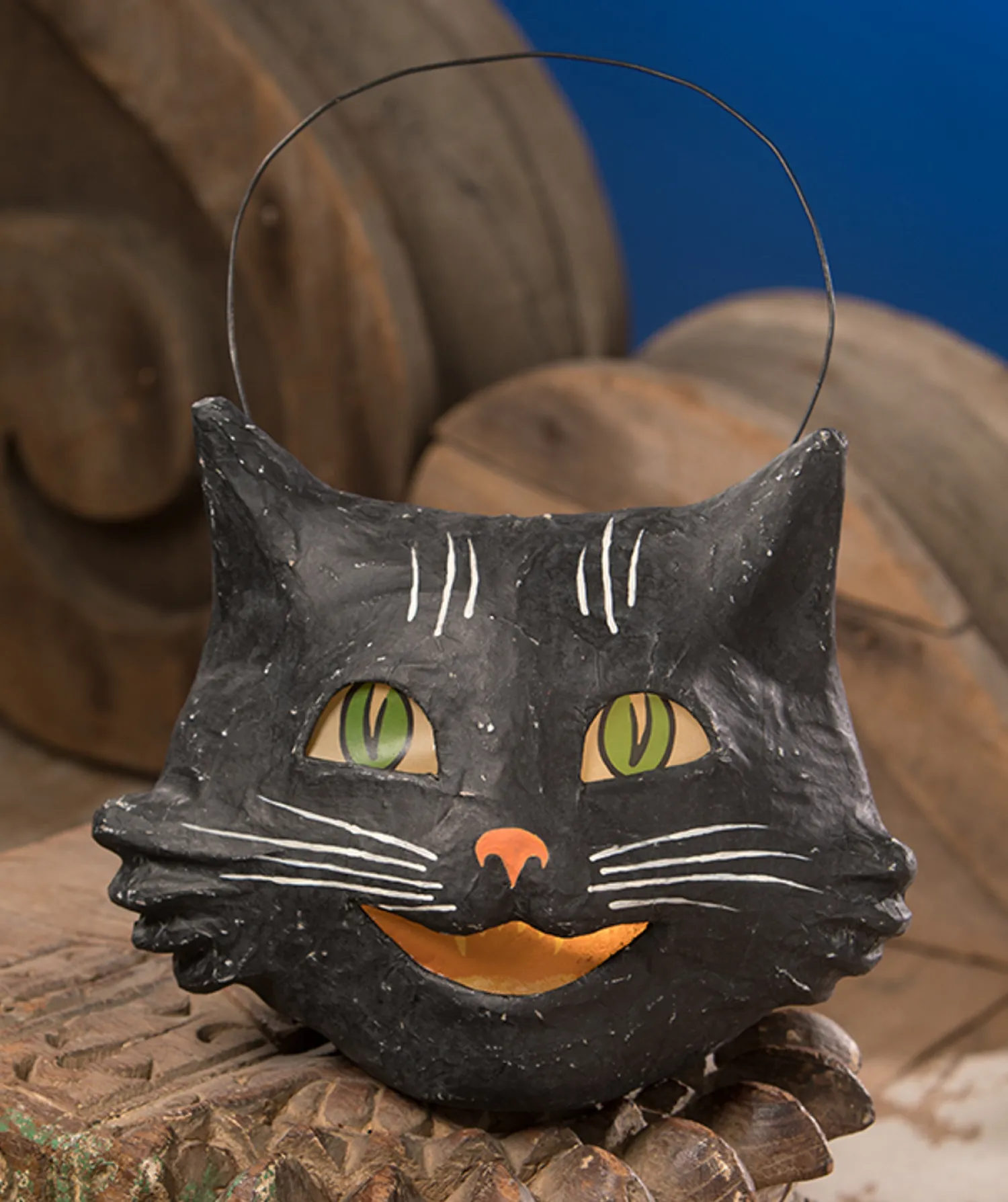 Hot The Jolly Christmas Shop Bethany Lowe 8" Vintage Happy Black Cat Halloween Candy Bucket TJ8661