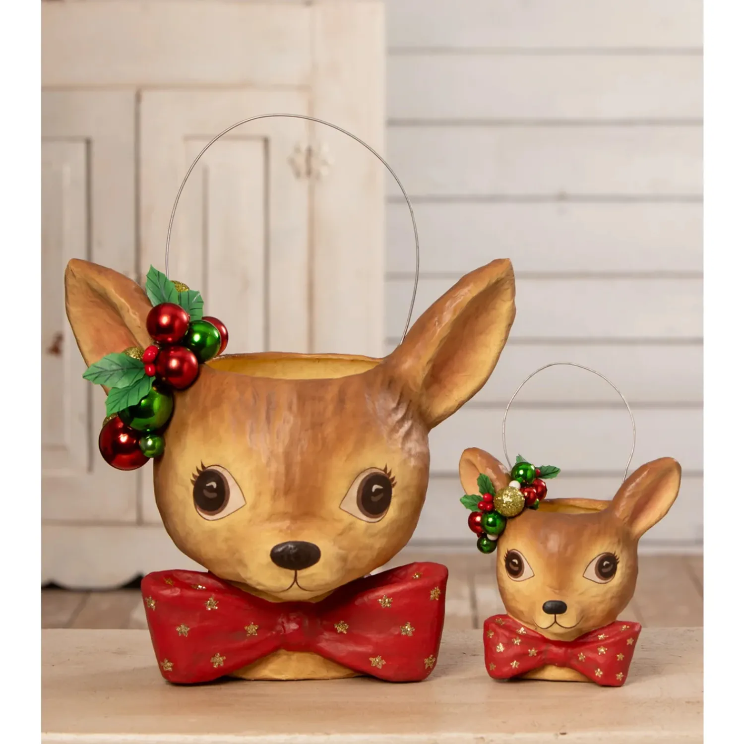 Discount The Jolly Christmas Shop Bethany Lowe Fawnie Bucket Small Or Large Christmas Decoration