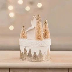 The Jolly Christmas Shop Bethany Lowe Metallic Church On Box Christmas Decoration TL1347