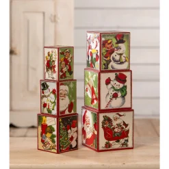The Jolly Christmas Shop Bethany Lowe Set Of 6 Kitschmas Stacking Blocks Vintage Christmas Decoration TL3364