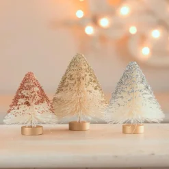 Outlet The Jolly Christmas Shop Bethany Lowe Set Of 3 Metallic Mini Bottle Brush Trees Christmas Decoration LC1542