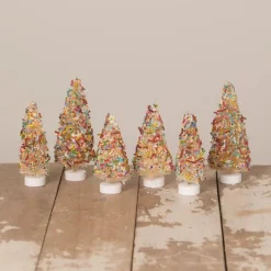 Online The Jolly Christmas Shop Bethany Lowe Set Of 6 Sprinkles Bottle Brush Trees LC1583