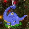 The Jolly Christmas Shop Blue Long Neck Dinosaur Personalized Christmas Ornament OR816-B