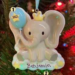 Best The Jolly Christmas Shop Boy Baby Elephant Personalized Christmas Ornament OR2361-M