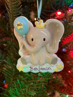 Best The Jolly Christmas Shop Boy Baby Elephant Personalized Christmas Ornament OR2361-M