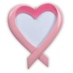 Sale The Jolly Christmas Shop Breast Cancer Ribbon Heart Personalized Christmas Ornament