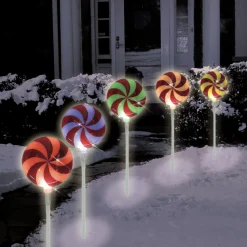 Outlet The Jolly Christmas Shop Brite Star 5 Count LED Lighted Color Changing Candy Pathway Markers Outdoor Christmas Decor 48-833-00