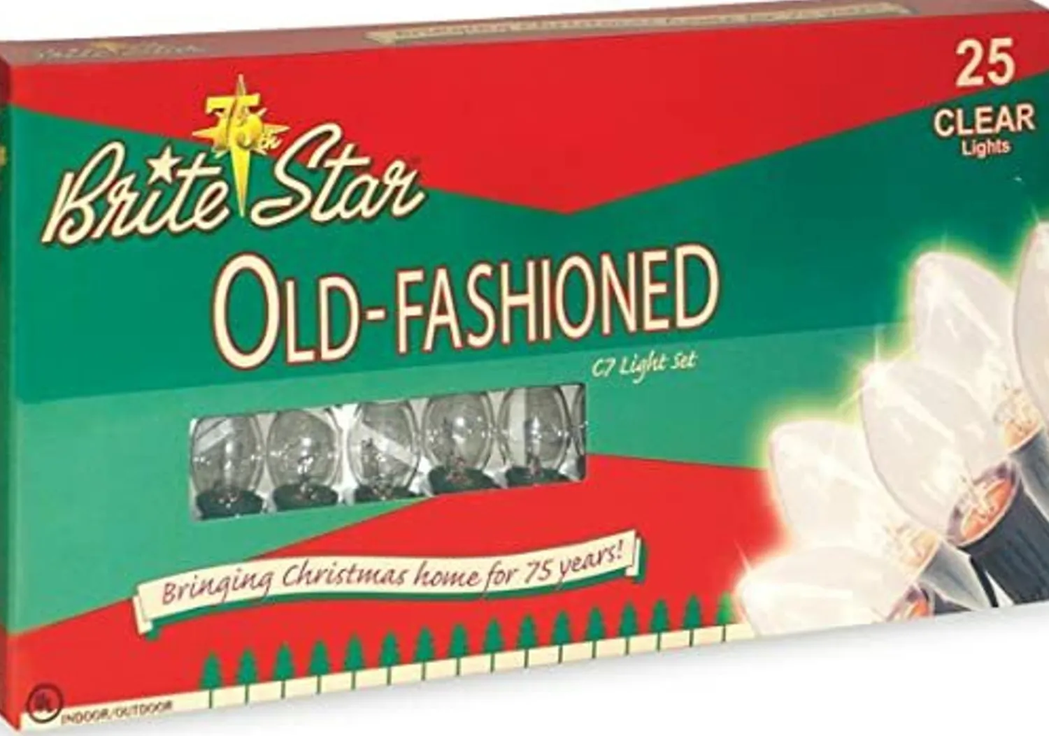 Clearance The Jolly Christmas Shop Brite Star 25 Vintage Inspired Clear Ceramic C7 Christmas Lights 37-835-00