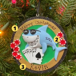 New The Jolly Christmas Shop Card Shark Personalized Christmas Ornament OR1695