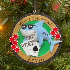 New The Jolly Christmas Shop Card Shark Personalized Christmas Ornament OR1695