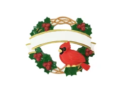 The Jolly Christmas Shop Cardinal With Wreath Personalized Christmas Ornament OR1905