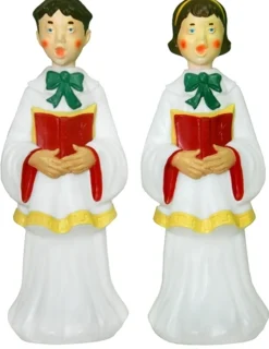 Outlet The Jolly Christmas Shop Choir Boy & Girl Lighted Christmas Blow Mold Decorations C3640