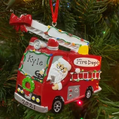 New The Jolly Christmas Shop Christmas Parade Fire Truck Personalized Christmas Ornament OR1583