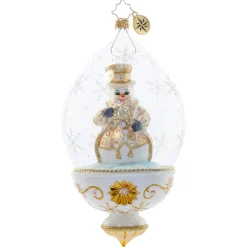 New The Jolly Christmas Shop Christopher Radko Golden Snowman Globe Glass Christmas Ornament 1021814