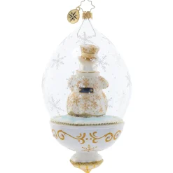 New The Jolly Christmas Shop Christopher Radko Golden Snowman Globe Glass Christmas Ornament 1021814