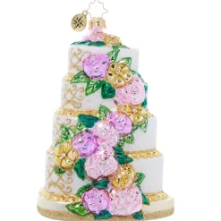 Sale The Jolly Christmas Shop Christopher Radko Heart Shaped Wedding Cake Glass Christmas Ornament 1022099