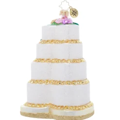 Sale The Jolly Christmas Shop Christopher Radko Heart Shaped Wedding Cake Glass Christmas Ornament 1022099