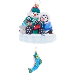 Hot The Jolly Christmas Shop Christopher Radko Ice Fishing Snow Pals Glass Christmas Ornament 1021927