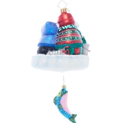 Hot The Jolly Christmas Shop Christopher Radko Ice Fishing Snow Pals Glass Christmas Ornament 1021927