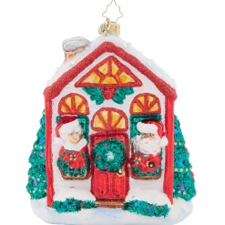 Hot The Jolly Christmas Shop Christopher Radko Santa's Holiday Home Glass Christmas Ornament 1021674