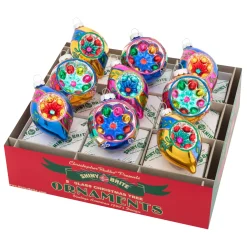 Discount The Jolly Christmas Shop Christopher Radko Shiny Brite Confetti 2.5" Decorated Rounds & Reflectors Tulip Christmas Ornaments 4027749