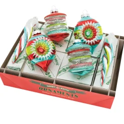 Hot The Jolly Christmas Shop Christopher Radko Shiny Brite Festive Fete Mixed Shapes Christmas Ornaments 4027900