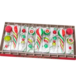 The Jolly Christmas Shop Christopher Radko Shiny Brite Holiday Splendor 4" Icicles & Shape Glass Christmas Ornaments 4028004