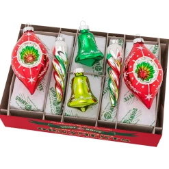 Online The Jolly Christmas Shop Christopher Radko Shiny Brite Holiday Splendor 4" Mixed Shapes Christmas Ornaments 4028005