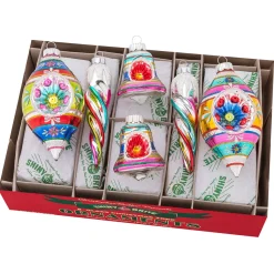 Best The Jolly Christmas Shop Christopher Radko Shiny Brite Confetti 4" Mixed Shapes Reflector Christmas Ornaments 4028025
