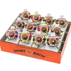 Sale The Jolly Christmas Shop Christopher Radko Shiny Brite Halloween 12 Count 1.75" Decorated Rounds With Reflectors 4028050