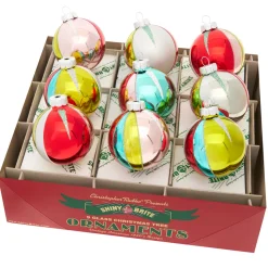 Best The Jolly Christmas Shop Christopher Radko Shiny Brite Festive Fete 2.5" Round Vintage Inspired Christmas Ornaments 4028174