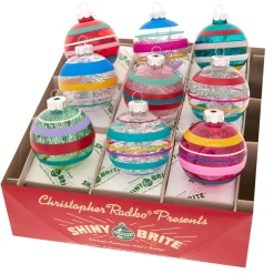 Best The Jolly Christmas Shop Christopher Radko Shiny Brite Vivid Vintage 2.5" Decorated Round Christmas Ornaments 4028185