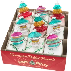 New The Jolly Christmas Shop Christopher Radko Shiny Brite Vivid Vintage 2.5" Shapes Christmas Ornaments 4028186