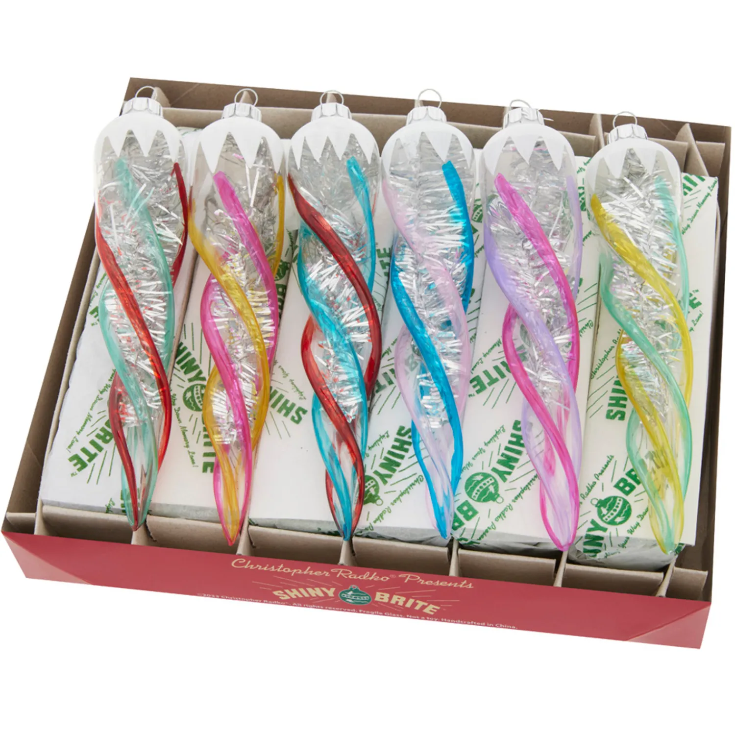 Discount The Jolly Christmas Shop Christopher Radko Shiny Brite Vivid Vintage 6" Glass Icicle Ornaments 4028189