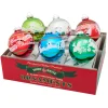 Outlet The Jolly Christmas Shop Christopher Radko Shiny Brite Holiday Splendor 3.25" Signature Flocked Round Christmas Ornaments 4028217