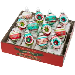 New The Jolly Christmas Shop Christopher Radko Shiny Brite Festive Fete 1.75" Decorated Rounds & Shapes Christmas Ornaments 4028240