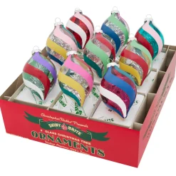 The Jolly Christmas Shop Christopher Radko Shiny Brite Vivid Vintage 2.5" Decorated Tulip Christmas Ornaments 4028249