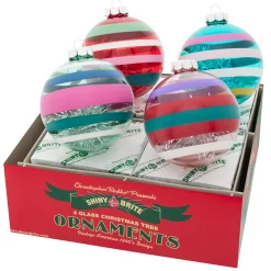 New The Jolly Christmas Shop Christopher Radko Shiny Brite Vivid Vintage 4" Decorated Round Christmas Ornaments 4028251