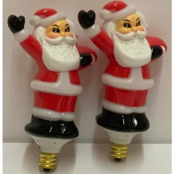 New The Jolly Christmas Shop Christopher Radko Shiny Brite Holiday Splendor Santa Bubble Light Candolier Pair Of REPLACEMENT SANTAS
