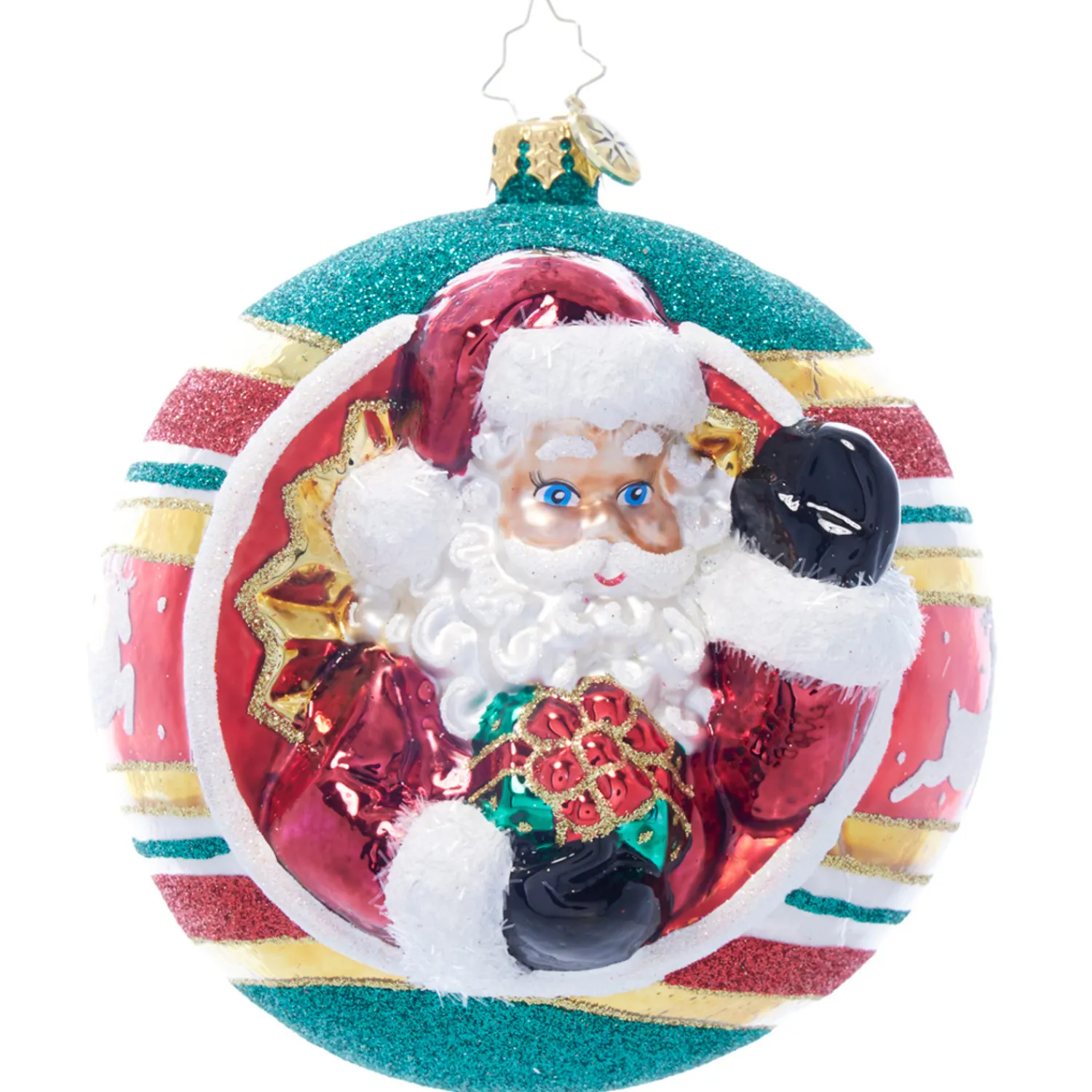 Best The Jolly Christmas Shop Christopher Radko St. Nick's Spherical Cheer Glass Christmas Ornament 1022067