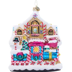 Sale The Jolly Christmas Shop Christopher Radko Sweet Tooth Gingerbread Station And Train Glass Christmas Ornament 1022108