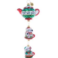 Clearance The Jolly Christmas Shop Christopher Radko Two Merry Mischief Makers Teapot Glass Christmas Ornament 1021902