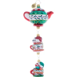 Clearance The Jolly Christmas Shop Christopher Radko Two Merry Mischief Makers Teapot Glass Christmas Ornament 1021902
