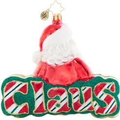 Best The Jolly Christmas Shop Christopher Radko What's In A Name Santa? Glass Christmas Ornament 1021832
