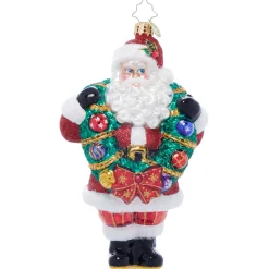 Online The Jolly Christmas Shop Christopher Radko Wreath Wrangler Claus Glass Christmas Ornament 1021986