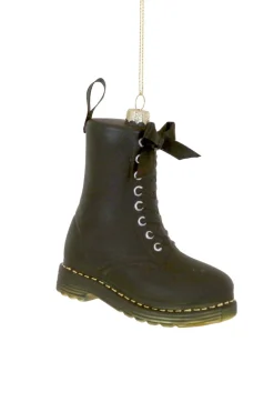 The Jolly Christmas Shop Cody Foster 5" Black Combat Boot Glass Christmas Ornament GO-8778