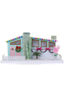 Discount The Jolly Christmas Shop Cody Foster 11.5" Blue Palm Springs House Vintage Inspired Putz Christmas House HOU-397