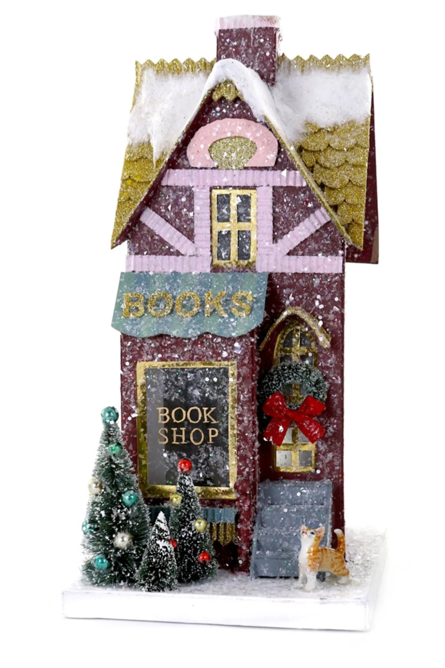 Discount The Jolly Christmas Shop Cody Foster 14.75" Book Shop Vintage Inspired Putz Christmas House HOU-325