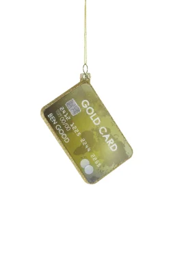 Hot The Jolly Christmas Shop Cody Foster 3.75" Gold Card Glass Christmas Ornament GO-9921